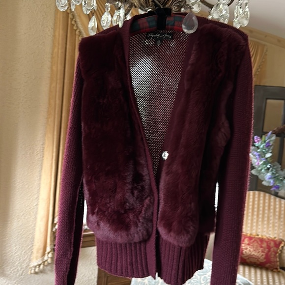 Wine colored rabbit fur sweater size large - Picture 1 of 5